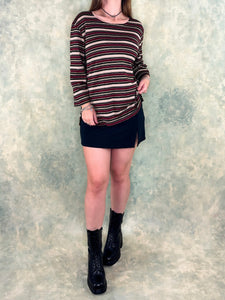 90s Maroon Striped Slinky Top