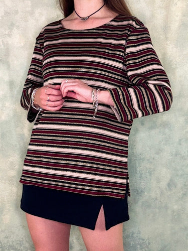 90s Maroon Striped Slinky Top