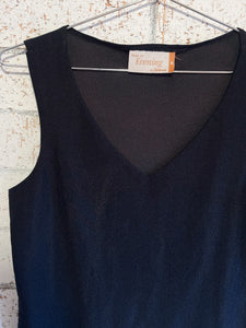 90s Black Slinky V Neck Tank