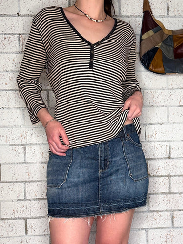 y2k Cotton Striped Henley