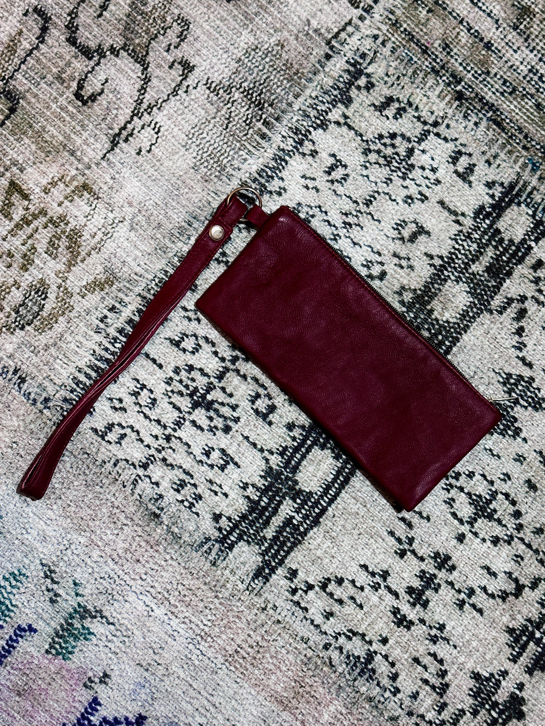 Blood Red Faux Leather Pouch