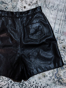 90s Black Leather Shorts