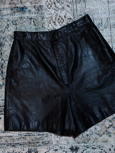 90s Black Leather Shorts