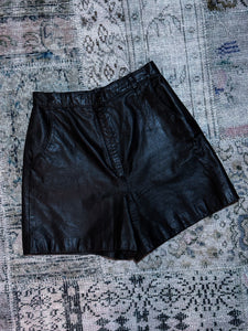 90s Black Leather Shorts