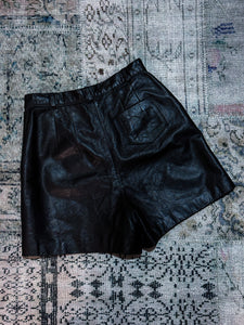 90s Black Leather Shorts